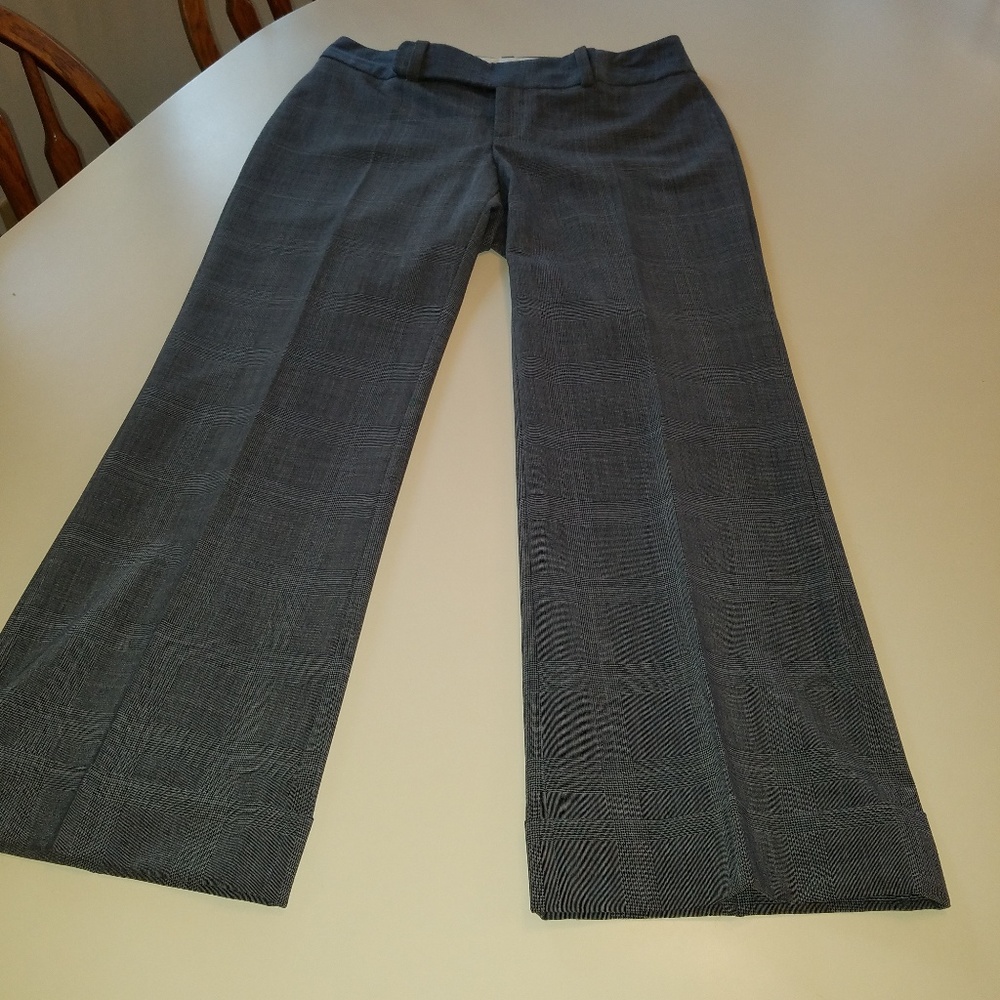 Cuffed blue/grey dress slacks.